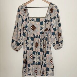 Rylee + Cru Patchwork Long Sleeve Dress